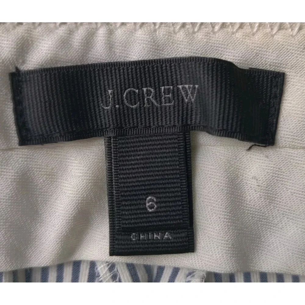 J.Crew Women's Striped Cotton Ankle Pants Size 6 Blue/White Mid Rise Lightweight